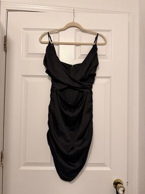 wild fable Black Draped Ruched Slip Mini Dress